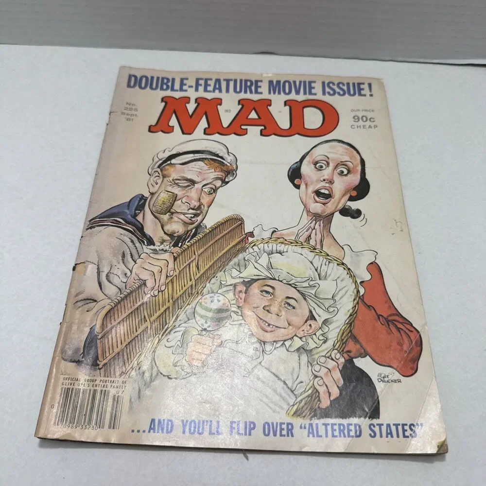 Vintage Mad Magazine No. 225 Sept 1981 Double-Feature Movie Issue Popeye States